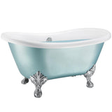 59 in. Fiberglass Double Slipper Clawfoot Non-Whirlpool Bathtub in Matte Lichen Green - Super Arbor
