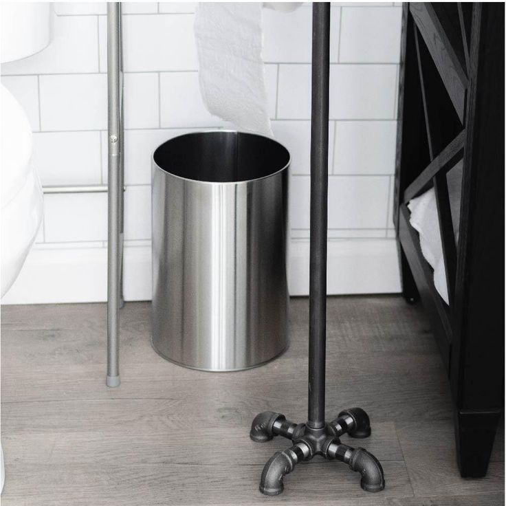 1/2 in. x 2.4 ft. L  Black Steel Pipe Freestanding Toilet Paper Holder Kit