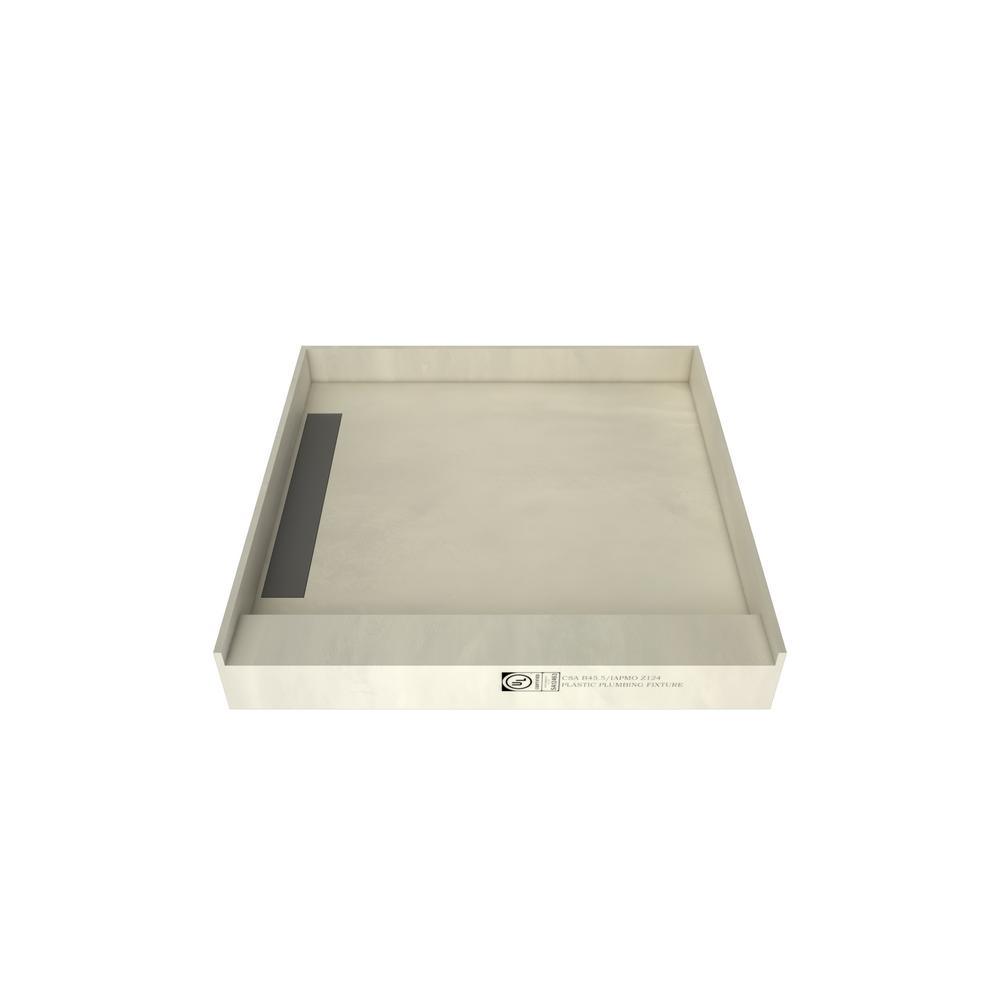 WonderFall Trench 48 in. x 48 in. Single Threshold Shower Base with Right Drain and Tileable Trench Grate - Super Arbor