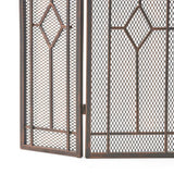 Gilmer Contemporary Black and Copper Three Panel Iron Fire Screen - Super Arbor