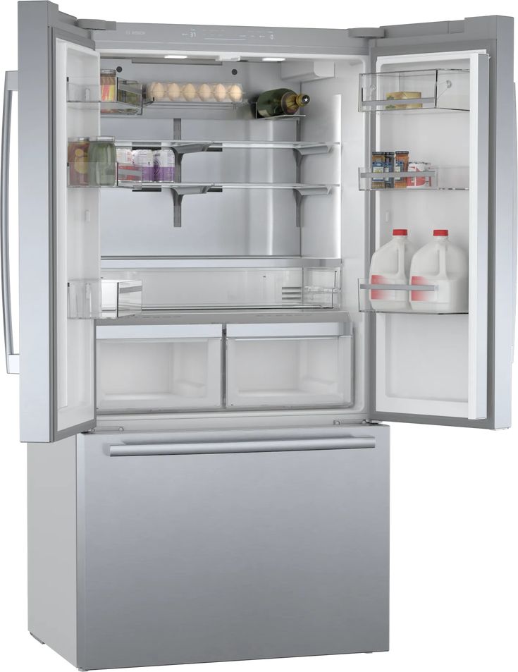 Bosch 800 Series 36 in. 21 cu. ft. French 3 Door Refrigerator in Stainless Steel with Dual Compressor, Counter-Depth