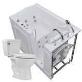 52.8 in. Walk-In Whirlpool Bathtub in White with 1.28 GPF Single Flush Toilet - Super Arbor
