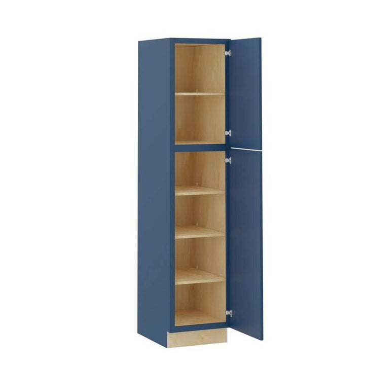 Home Decorators Collection Grayson 18 in. W x 24 in. D x 90 in. H Assembled Plywood Pantry Kitchen Cabinet in Mythic Blue with Soft Close RH