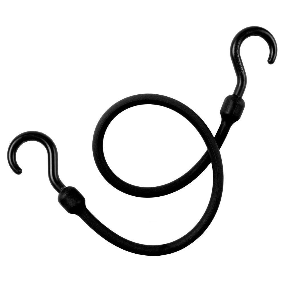 24 in. Polyurethane Bungee Cord with Molded Nylon Hooks in Black - Super Arbor
