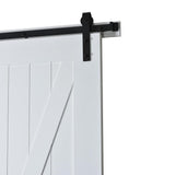 37 in. x 84 in. Z Planked Primed MDF Solid Core Wood Barn Door with Matte Black Sliding Door Hardware Kit - Super Arbor