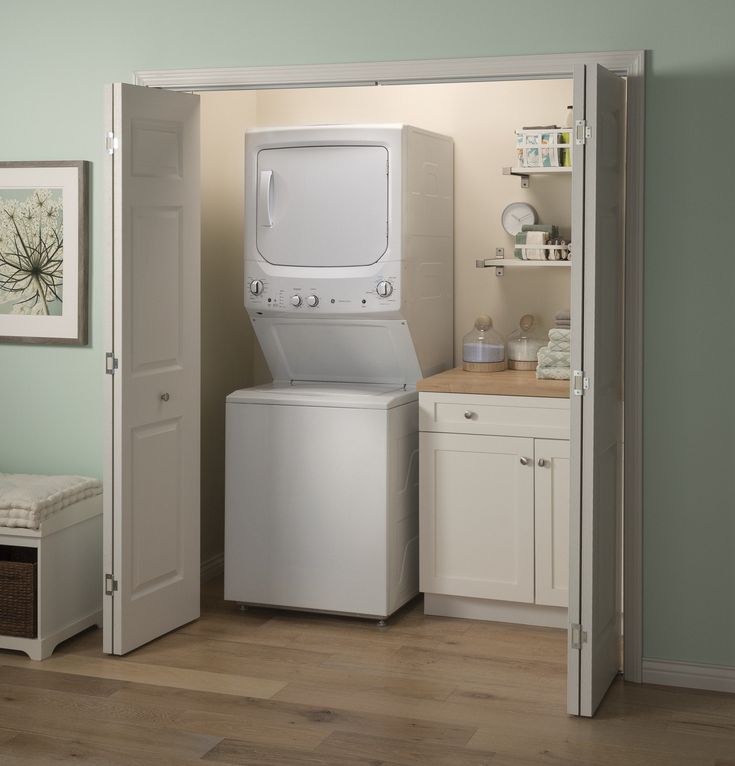 GE Electric Stacked Laundry Center with 3.8-cu ft Washer and 5.9-cu ft Dryer