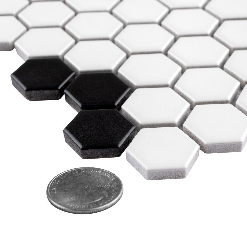 Merola Tile Metro Hex Matte White with Flower Porcelain Mosaic Tile, 10-1/4 in. x 11-7/8 in., 6mm (8.56 sq. ft./Case)