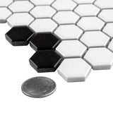 Merola Tile Metro Hex Matte White with Flower Porcelain Mosaic Tile, 10-1/4 in. x 11-7/8 in., 6mm (8.56 sq. ft./Case)