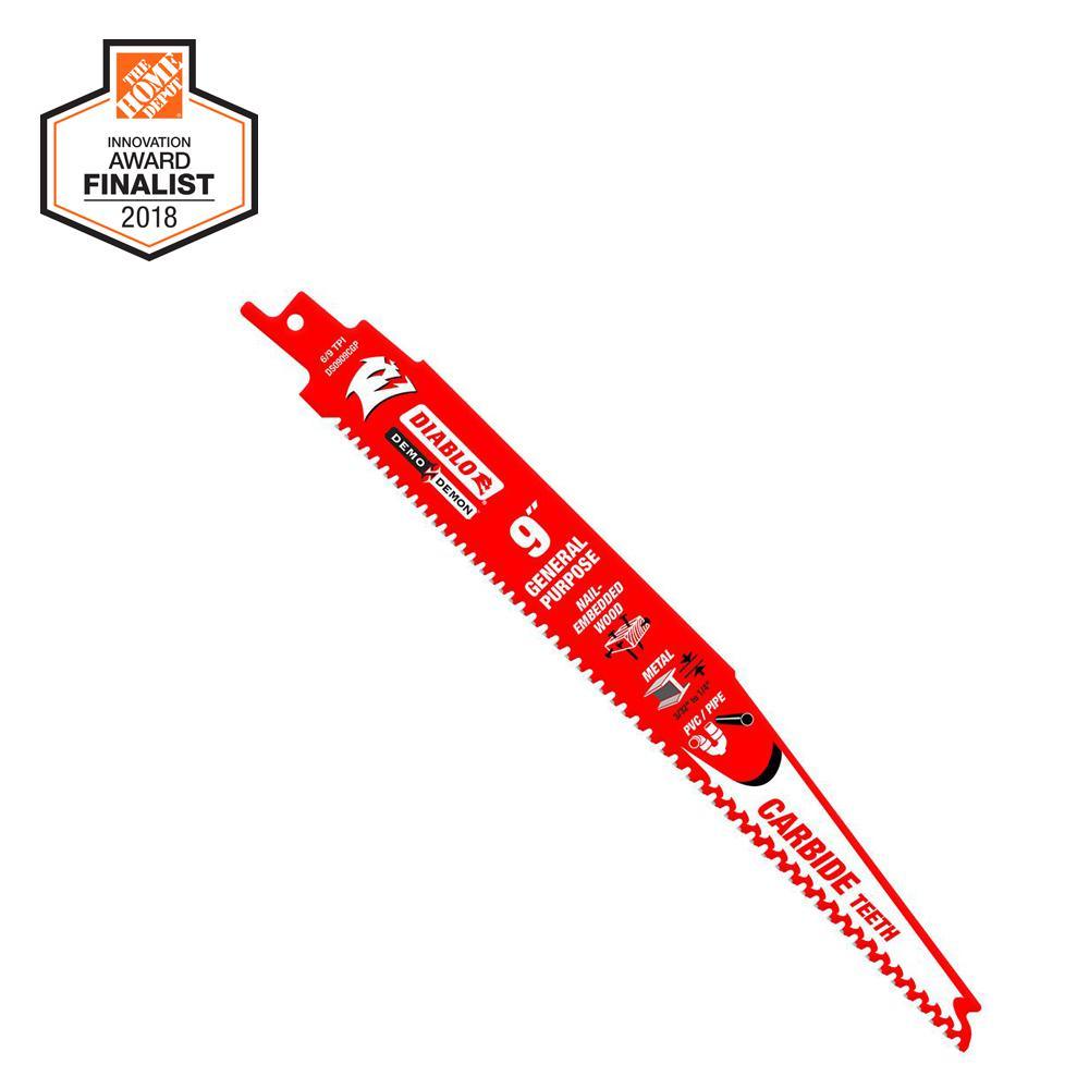 9 in. 6/9 TPI Demo Demon Carbide General Purpose Reciprocating Saw Blade (3-Pack) - Super Arbor