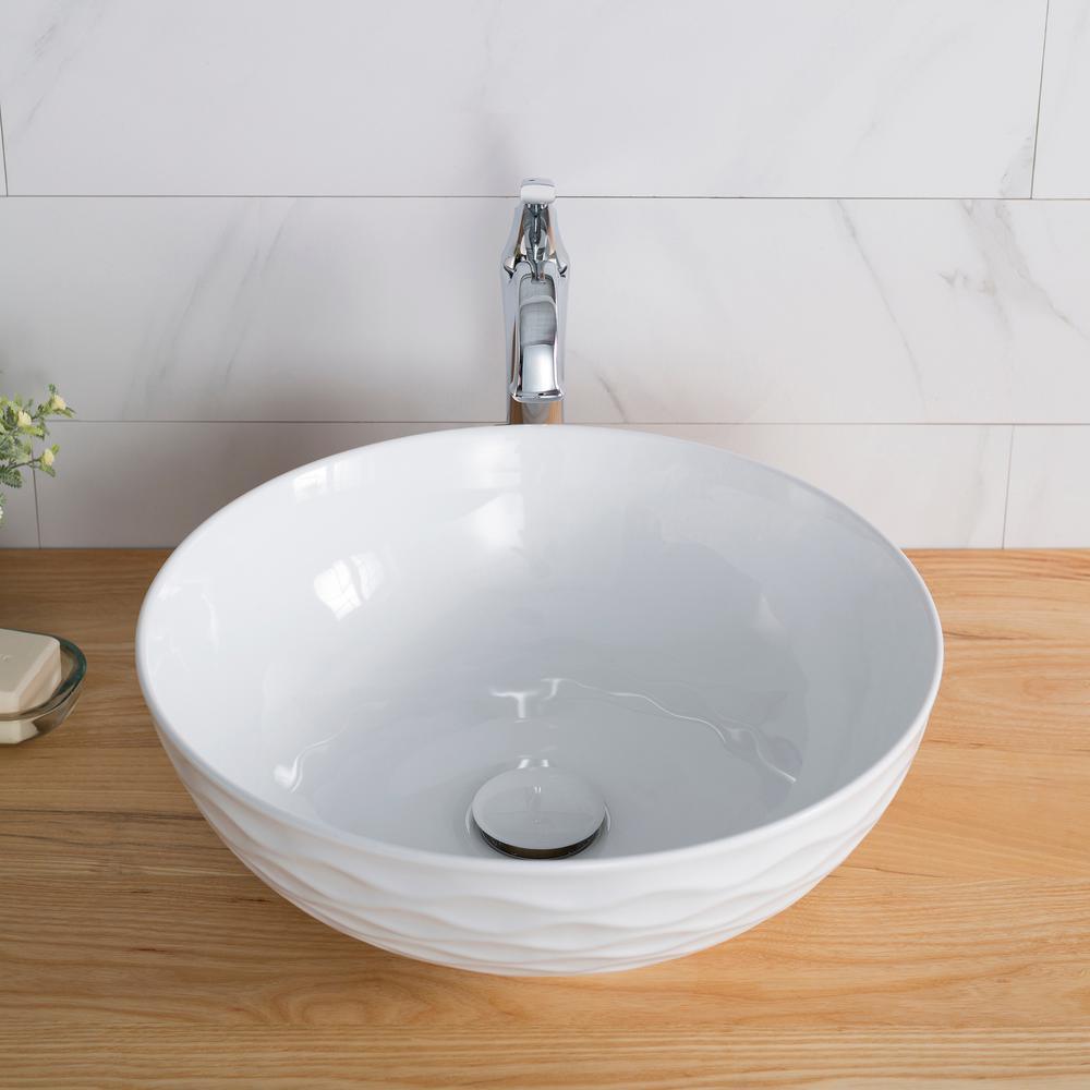 Viva 16-1/2 in. Round Porcelain Ceramic Vessel Sink in White - Super Arbor