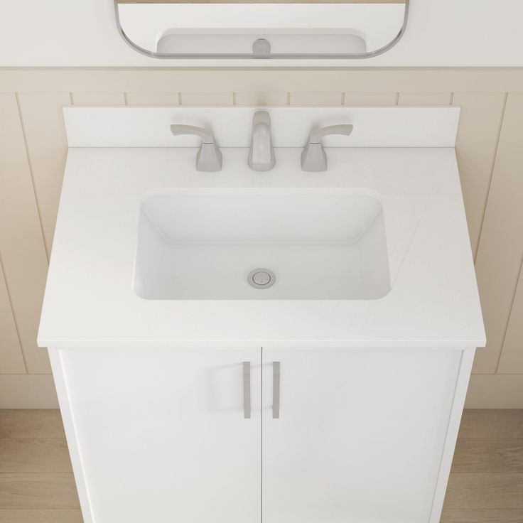 Style Selections Madix 30-in White Undermount Single Sink Bathroom Vanity with White Engineered Stone Top
