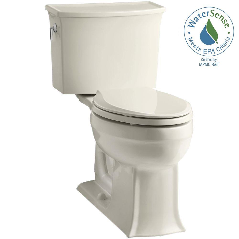 Archer Comfort Height 2-Piece 1.28 GPF Single Flush Elongated Toilet with AquaPiston Flushing Technology in Almond - Super Arbor