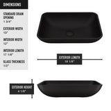 MatteShell Rectangular Vessel Bathroom Sink in Black & Gotham Faucet in Brushed Nickel - Super Arbor