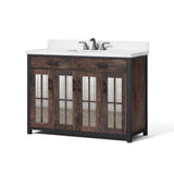 Drysdale 48 in. Wx 34.5 in. H Bath Vanity in Sable with Engineered Stone Vanity Top in Lgt Vein Carrera with White Basin - Super Arbor