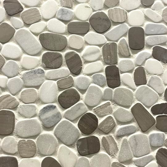 Mixed Warm Blend 12-in x 12-in Honed Natural Stone Marble Pebble Floor and Wall Tile (9.6-sq. ft/ Carton)