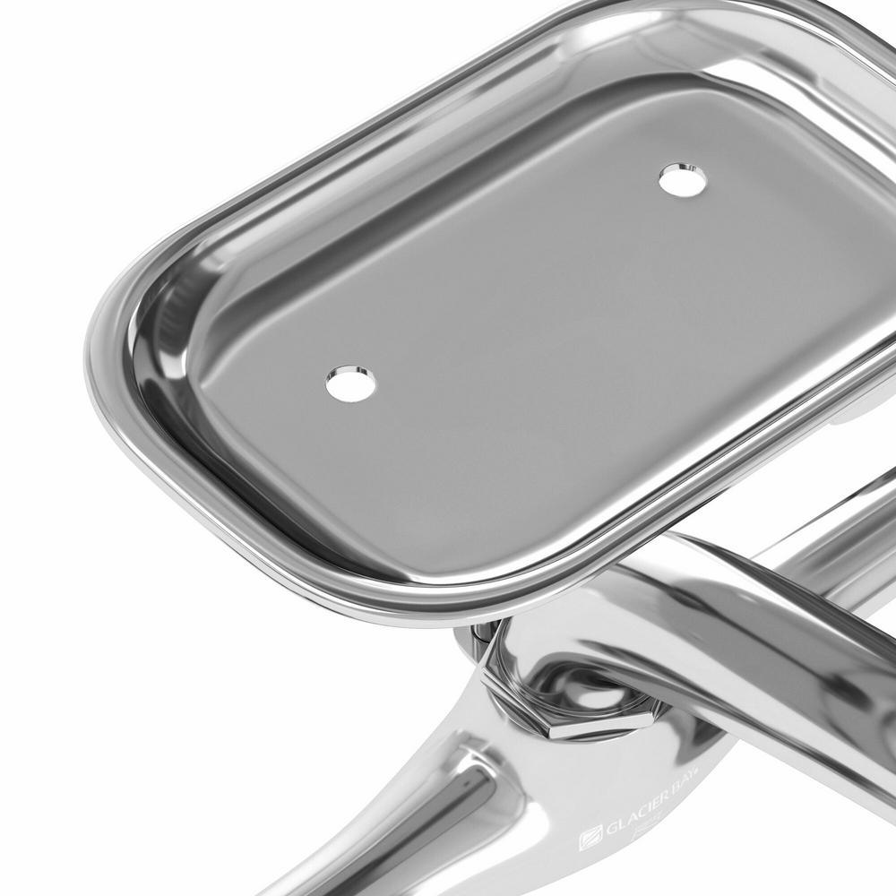 2-Handle Wall-Mount Kitchen Faucet with Soap Dish in Chrome - Super Arbor