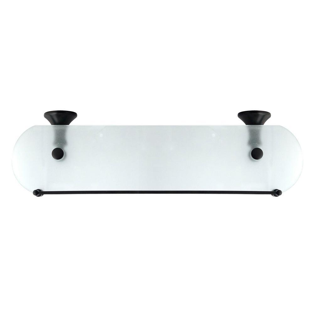 Antica 20 in. W Frosted Glass Shelf with Rail in Rubbed Bronze - Super Arbor