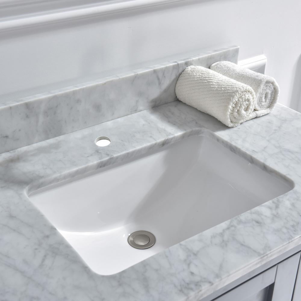 Harlow 61 in. W x 22 in. D Single Basin Carrara Marble Vanity Top in Carrara White with White Vitreous China Basin - Super Arbor