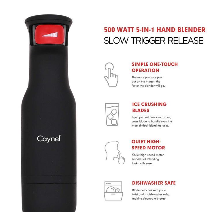 8-Speed 500-Watt Black Stainless Steel Control 5-in-1 Multi-Purpose Immersion Hand Blender Set