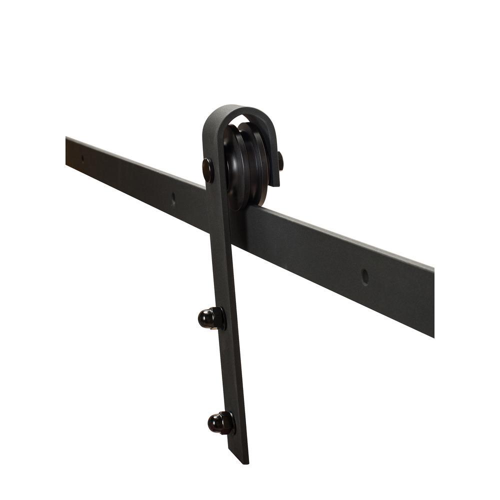 78 in. Soft Close Black Solid Steel Sliding Rolling Barn Door Hardware Kit for Single Wood Doors - Super Arbor