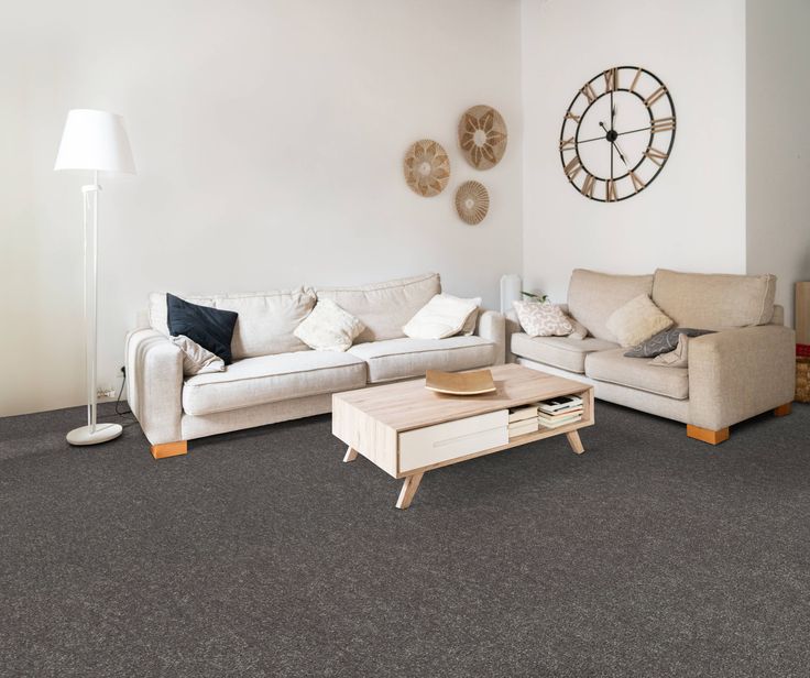 STAINMASTER Essentials Blue Diamonds I 15-ft Iron Textured Carpet (Indoor)