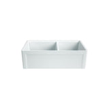 Delux Fireclay 33 in. Double Bowl Farmhouse Kitchen Sink with Workstation