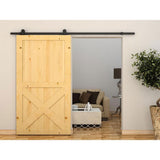 7.5 ft./90 in. Top Mount Sliding Barn Door Hardware Track Kit for Single Door with Non-Routed Floor Guide Frosted Black - Super Arbor
