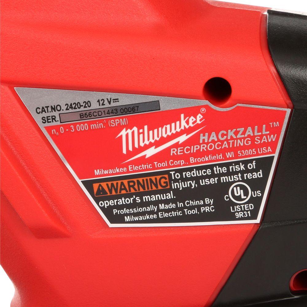 M12 12-Volt Lithium-Ion HACKZALL Cordless Reciprocating Saw with Free 4.0 Ah M12 Battery - Super Arbor
