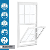 RELIABILT 150 Series New Construction 35-1/2-in x 35-1/2-in x 3-1/4-in Jamb White Vinyl Low-e Argon Single Hung Window with Grids Half Screen Included