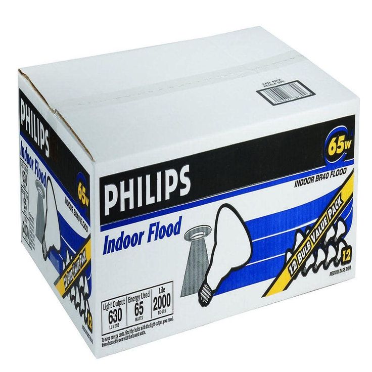 Philips 65-Watt BR40 Incandescent Flood Light Bulb Soft White (2700K) (12-Pack)