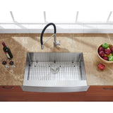 Farmhouse Apron Front Stainless Steel 33 in. Single Bowl Kitchen Sink Kit in Satin