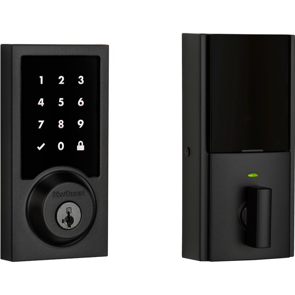 Premis Contemporary Touchscreen Smart Lock Matte Black Single Cylinder Electronic Deadbolt Featuring SmartKey Security - Super Arbor