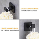 Square Bathroom Robe Hook and Towel Hook in Stainless Steel Matte Black (2-Pack) - Super Arbor
