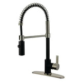 Kingston Brass Continental Matte Black/Brushed Nickel 1-Handle Deck-Mount Pre-rinse Handle Kitchen Faucet (Deck Plate Included)