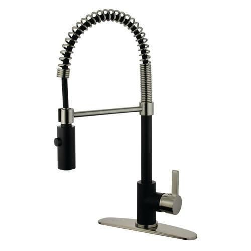 Kingston Brass Continental Matte Black/Brushed Nickel 1-Handle Deck-Mount Pre-rinse Handle Kitchen Faucet (Deck Plate Included)