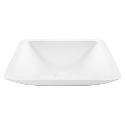 VIGO White Begonia Handmade Countertop Matte Stone Square Vessel Bathroom Sink in Matte White - Super Arbor