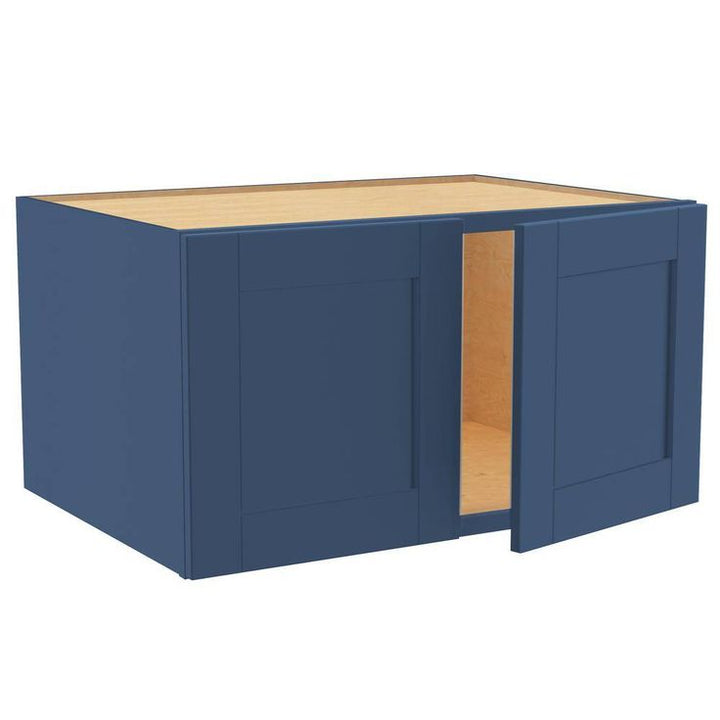 Home Decorators Collection Washington Vessel Blue Plywood Shaker Assembled Wall Kitchen Cabinet Soft Close 33 W in. 24 D in. 18 in. H