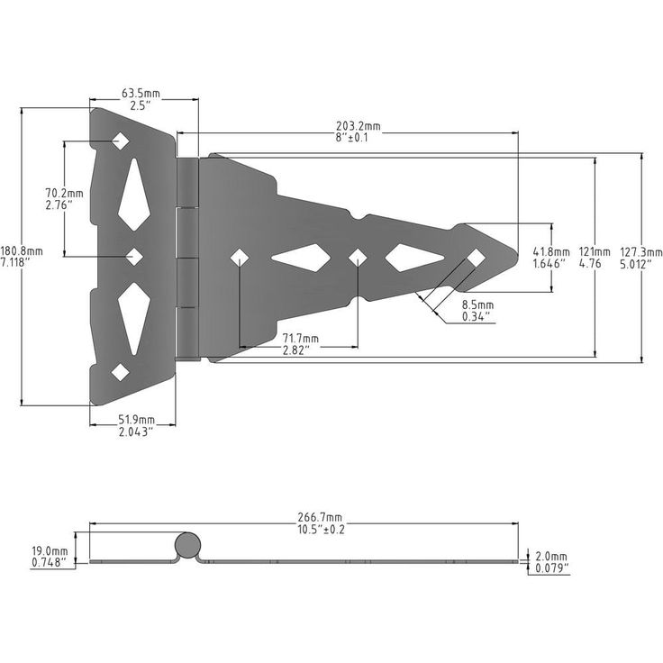 Everbilt 8 in. Black Decorative Gate Tee Hinge (2-Pack)