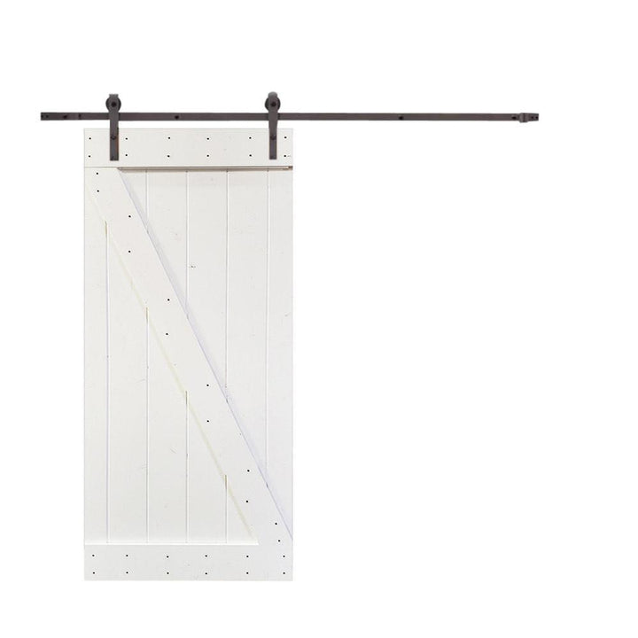 30 in. x 84 in. Z Series White Knotty Pine Wood Interior Sliding Barn Door with Hardware Kit - Super Arbor