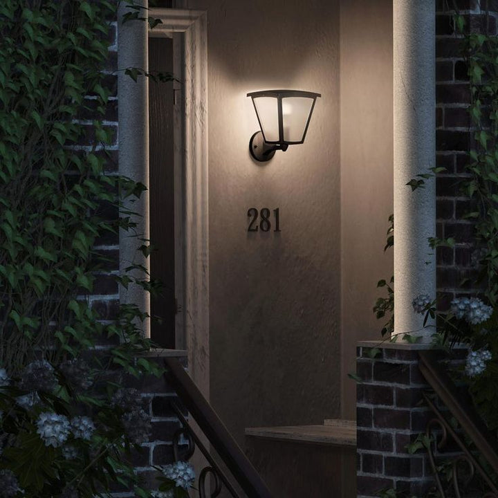 White Inara Black Outdoor LED Wall Lantern Sconce with Wireless A19 Smart Light Bulb