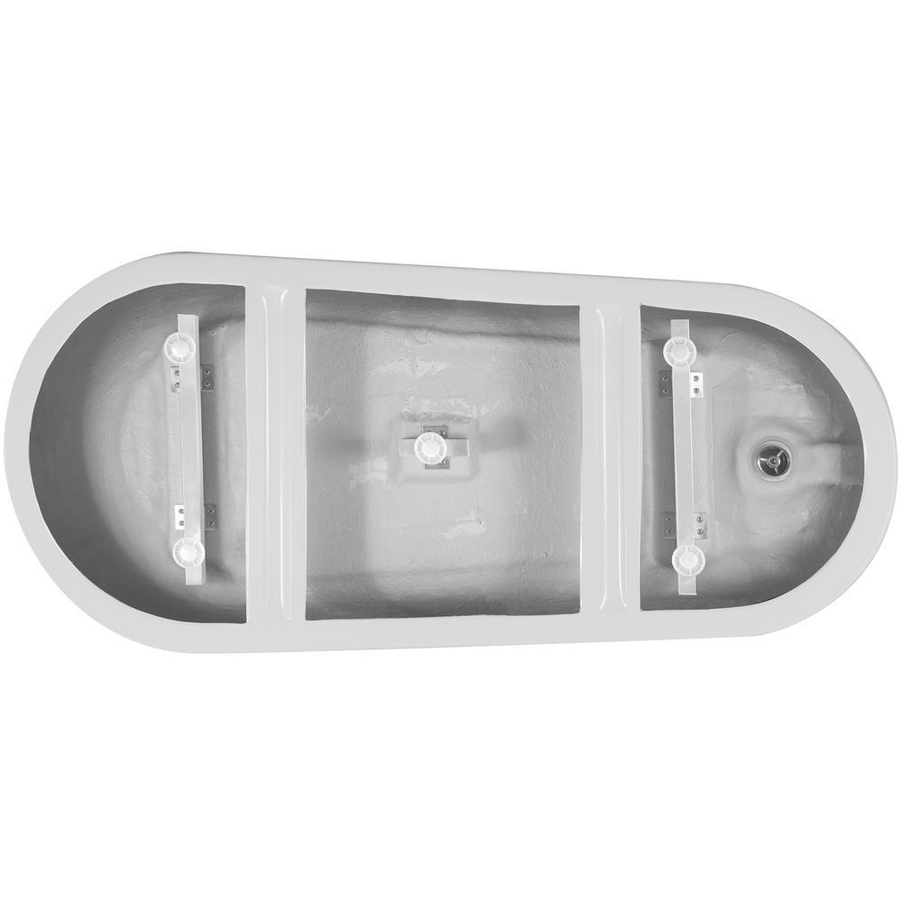 59 in. Acrylic Oval Slipper Flatbottom Freestanding Bathtub in Glossy White - Super Arbor