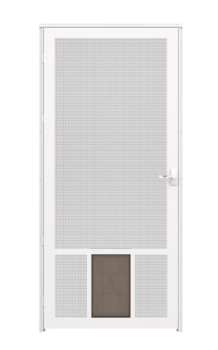 LARSON Pet Breeze 36-in x 81-in White Aluminum Hinged Screen Door