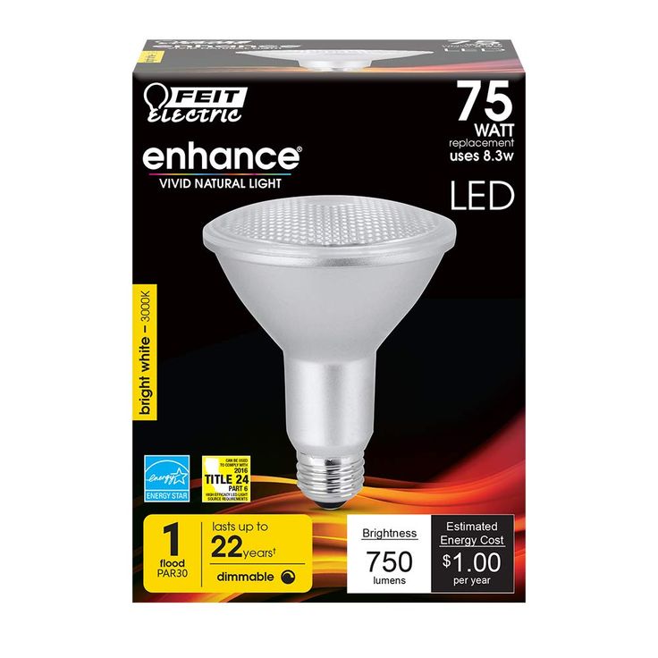 Feit Electric 75-Watt Equivalent PAR30 Dimmable CEC Title 24 Compliant LED ENERGY STAR 90+ CRI Spot Light Bulb, Bright White