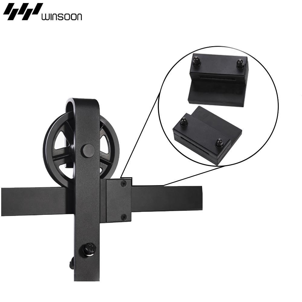 8 ft. /96 in. Frosted Black Sliding Barn Door Track and Hardware Kit for Single with Non-Routed Floor Guide - Super Arbor
