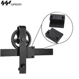 6 ft. /72 in. Frosted Black Sliding Barn Door Track and Hardware Kit for Single with Non-Routed Floor Guide - Super Arbor