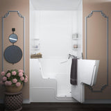 Rampart Wheelchair Accessible 4.5 ft. Walk-in Non-Whirlpool Bathtub with Easy Up Adhesive Wall Surround in White - Super Arbor