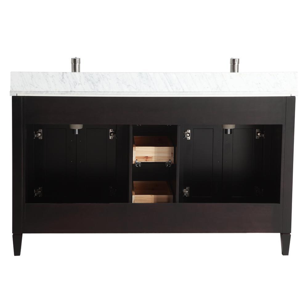 Savona 72 in. W x 22 in. D x 36 in. H Bath Vanity in Espresso with Vanity Top in White with White Basin and Mirror - Super Arbor