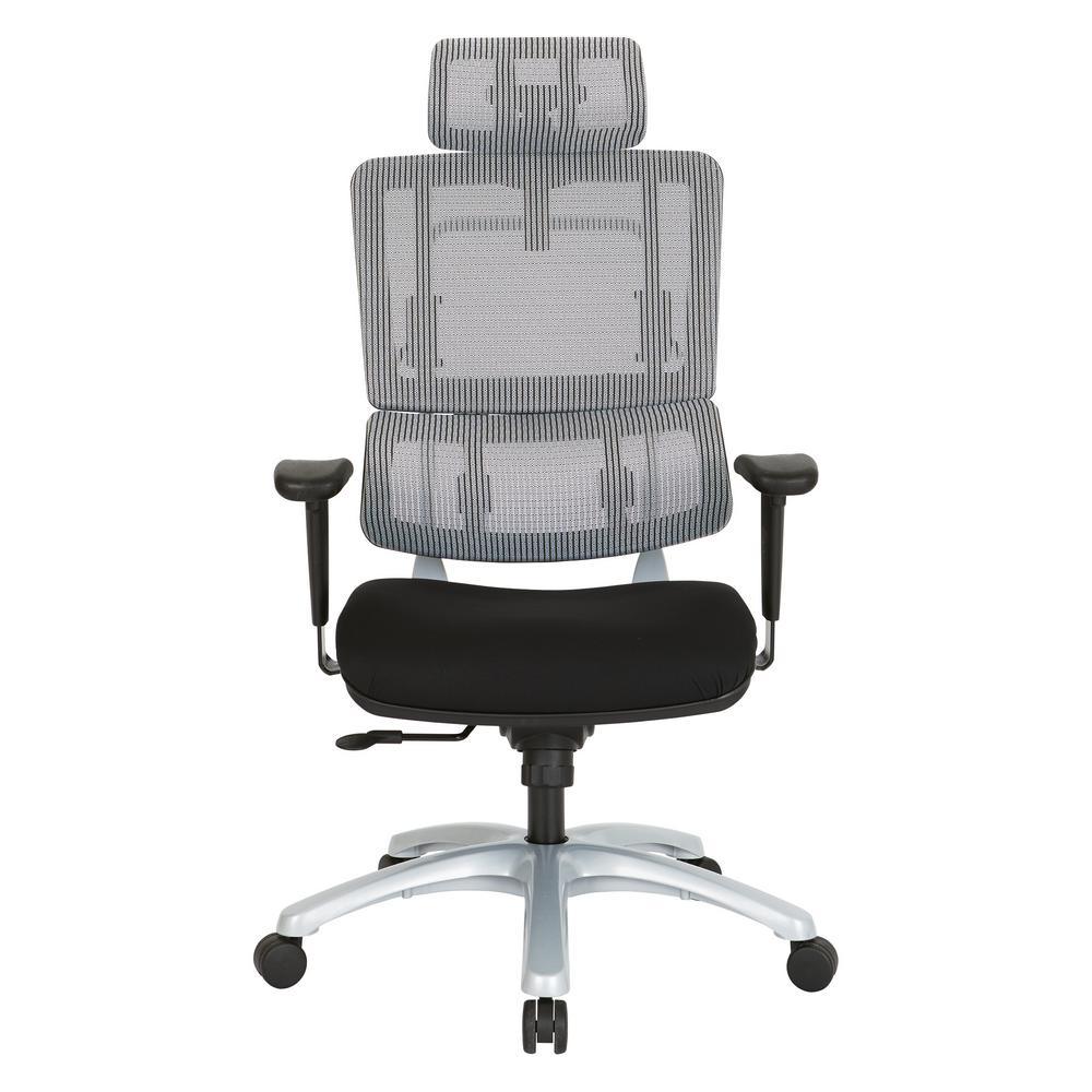Breathable Vertical Silver Headrest with Steel/Gray Mesh - Super Arbor