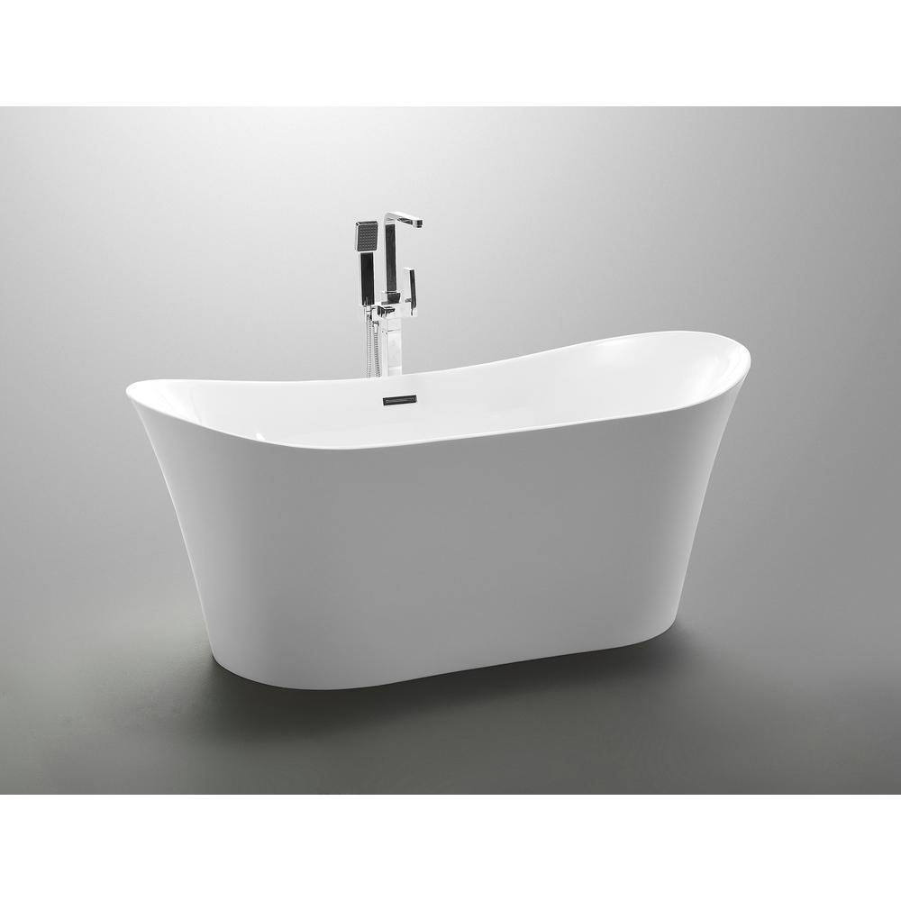 Eft 67 in. Acrylic Flatbottom Non-Whirlpool Bathtub in White - Super Arbor