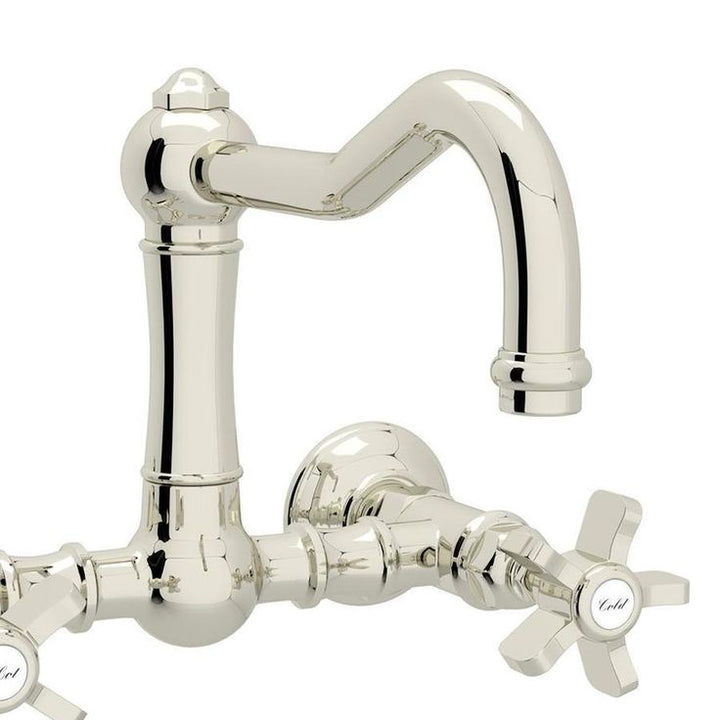 Rohl Country Kitchen Polished Nickel 2-Handle Wall-Mount Bridge Handle Kitchen Faucet